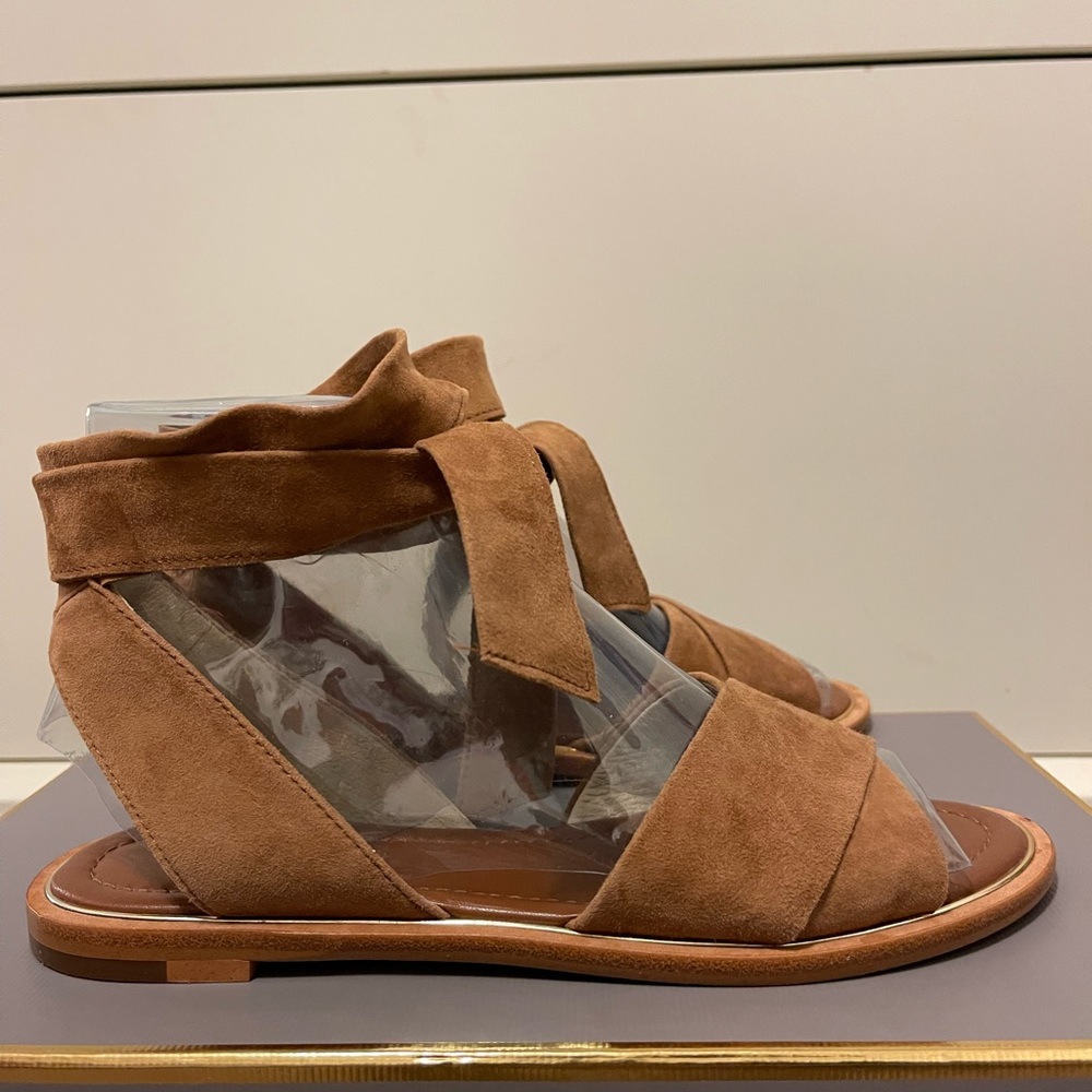Timeless rare find ankle wrap suede sandals.